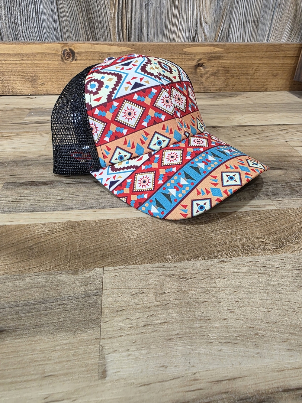 Aztec Pattern Mesh Baseball Style Hat - Multicolor - Picture 2 of 3